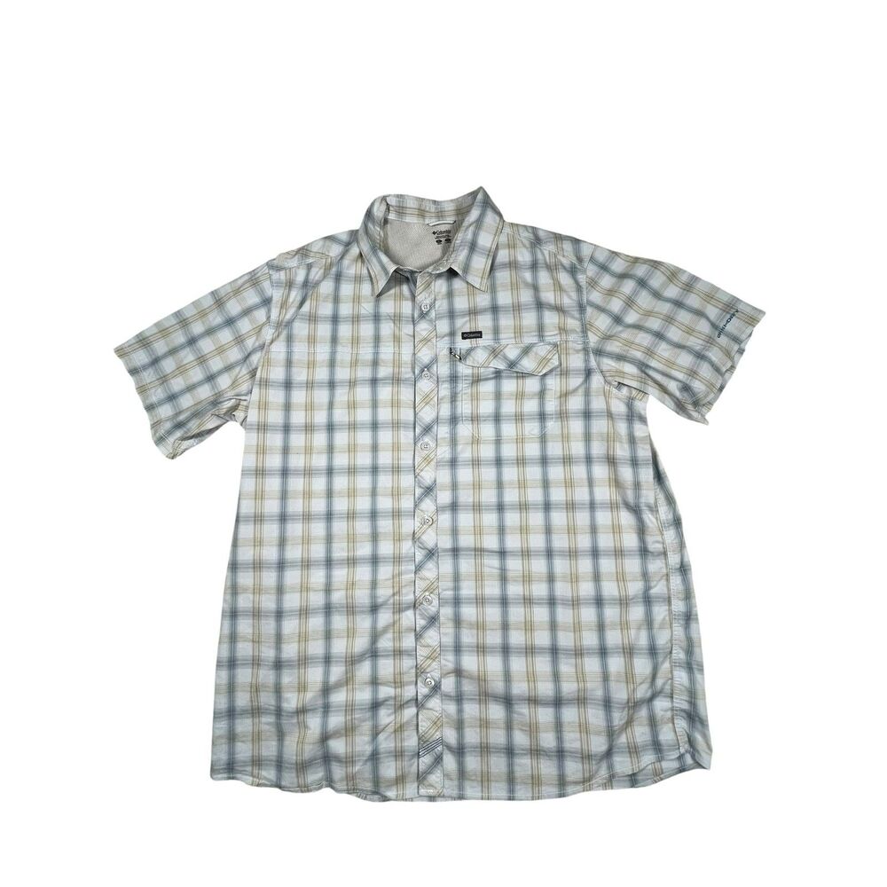 Columbia Omni Dry Plaid Shirt Mens XL Fishing Hiking Short Sleeve